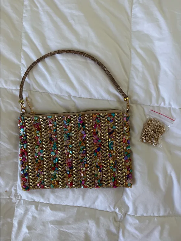 Multicolor Gold Rhinestone Handbag Purse - Image 5