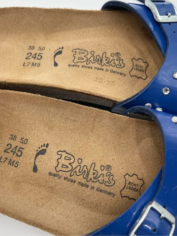 Birkenstock Birki's Rhinestones Patent Blue Sz 38 Women’s 7 Sandals Summer - Image 10