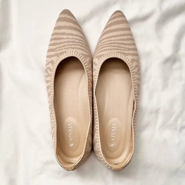 Vivaia | Pointed Toe Ballet Flats Aria 5* In Zebra Nude Print Size 9 Us Eur 40 - Image 6