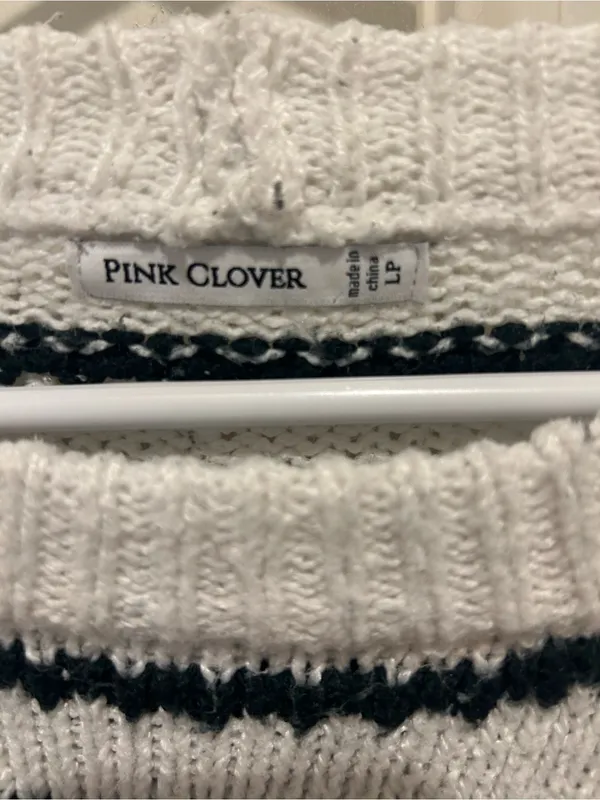 Pink Clover Cream & Black Striped Scoopneck Sweater - Image 5
