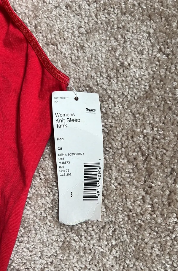 Joe Boxer NWT Vintage Red Knit Winky Smiley Face Sleep Tank. Size Small - Image 3