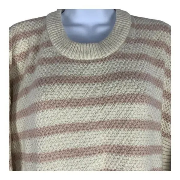 Madewell Womens M Striped Cotton Blend Sweater Beige & Pink - Image 9