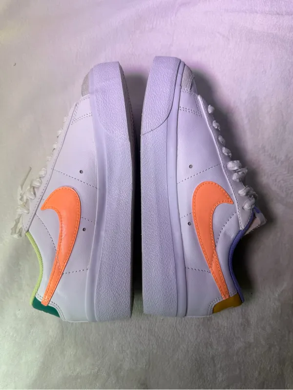 Nike Women’s White Sneakers with Peach Swoosh and Lavender Detail - Image 8