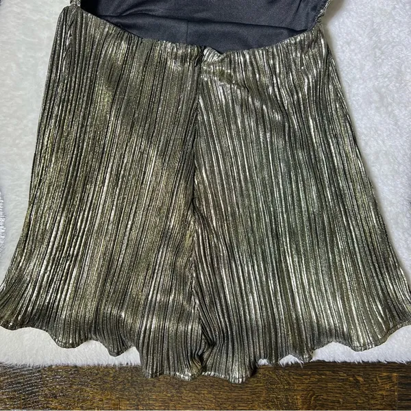 Lulu’s Plisse and Thank You Gold Pleated Long Sleeve Backless Romper - Image 10
