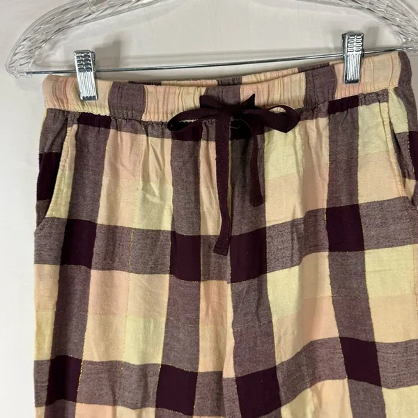 Secret Treasures Beige and Burgundy Plaid Lounge Pajama Pants — Size Small - Image 2