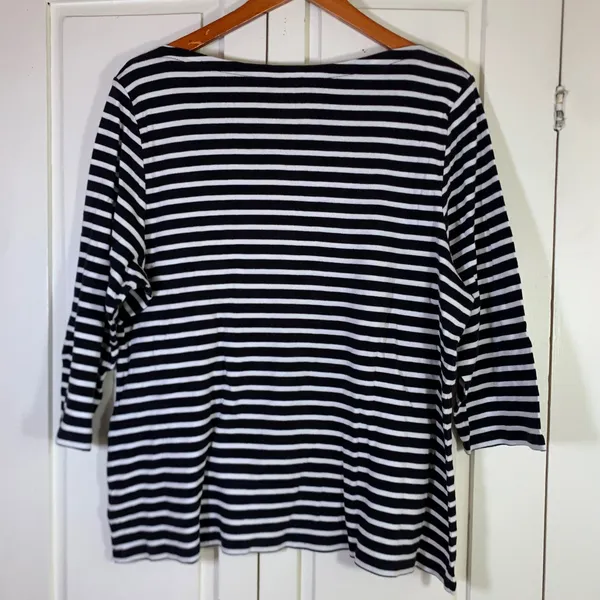 Breton Striped Plus Sz Women Nautical Coastal Pima Cotton Boat Neck Top 3X READ - Image 7