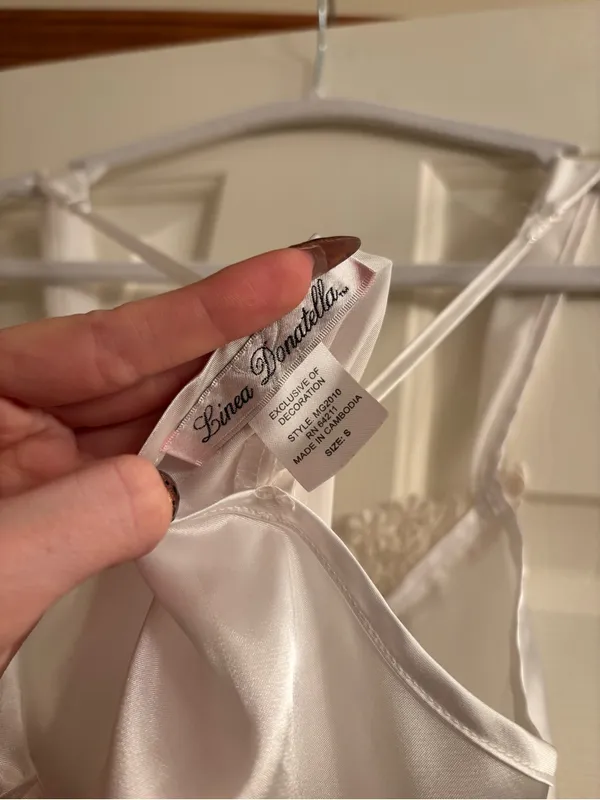 Linea Donatella White Satin Slip Dress - Image 4