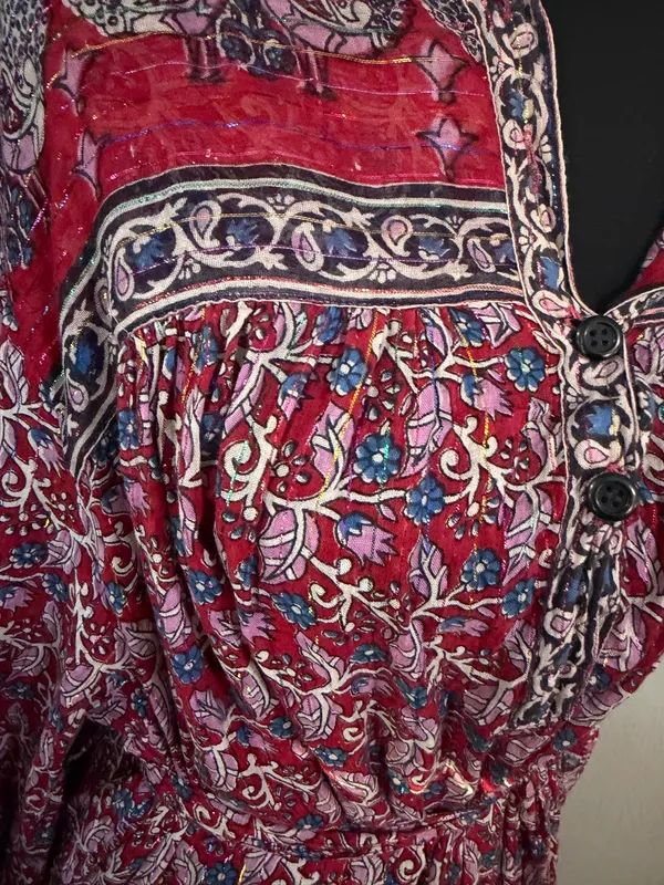 VTG Desiree Boho Whimsical Festival Metallic Floral Lightweight Sheer Maxi Dress medium 40. - Image 3