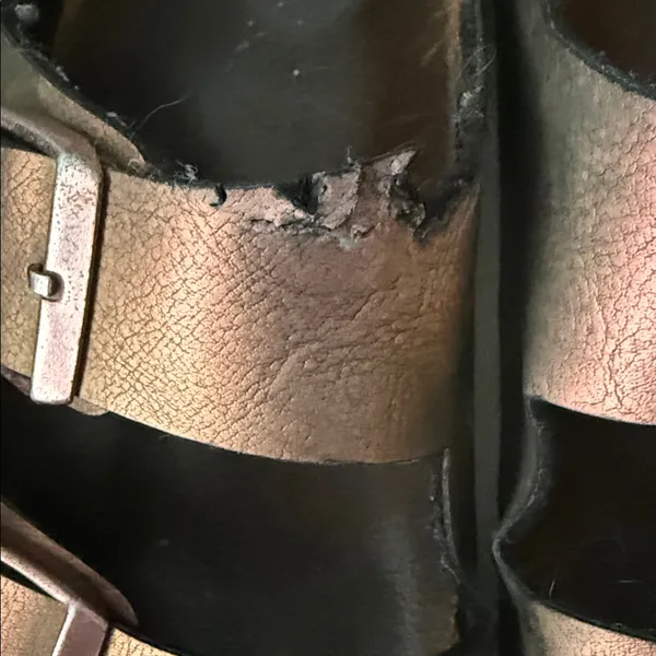 Metallic Brown Double Strap Sandals - Image 2