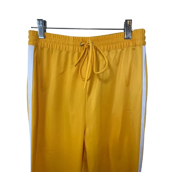 Lovers + Friends Yellow Track Jogger Pants Stripe Zip Ankle Small Festival - Image 2