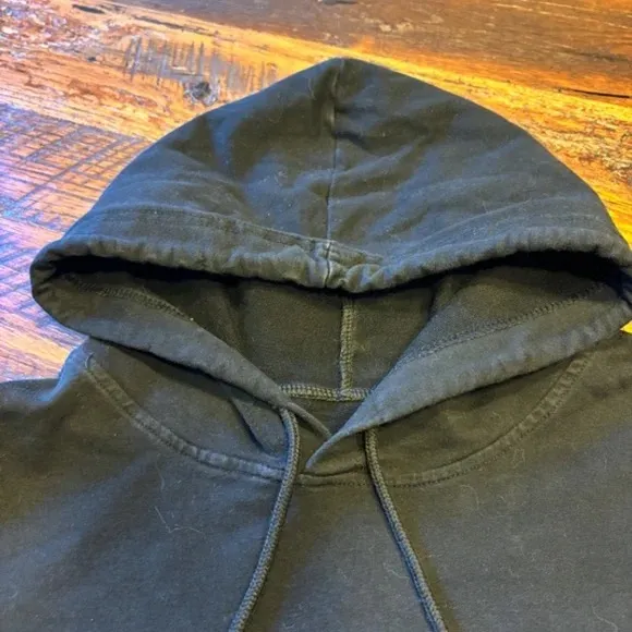 Ladies Small Black Hoodie with Butterfly Patch - Image 2