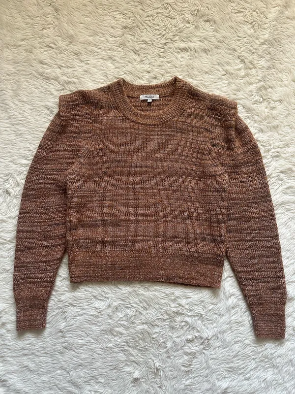Madewell Prentiss Sweater Spacedye Shoulder Tuck Pullover Autumn Brown Sz L - Image 2
