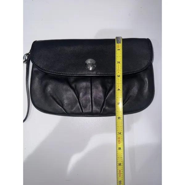 Coach Black‎ Leather Pleated Flap Wristlet Handbag Small Purse Bag L - Image 8