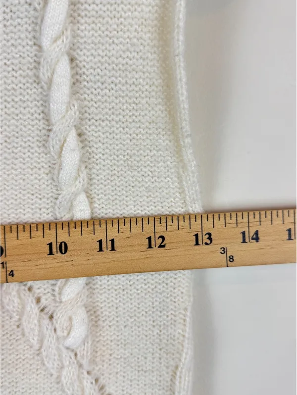 ZARA Ivory Cable Knit Wool Blend Sleeveless Mock Neck Sweater Vest Size S - Image 6
