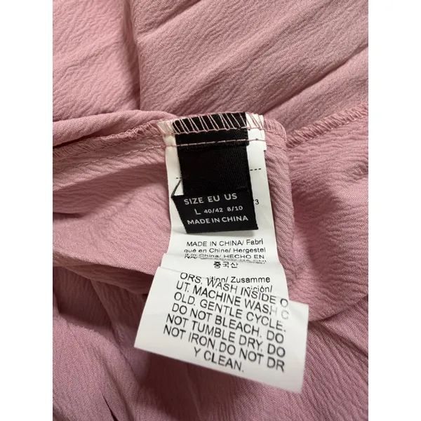 NEW Pink Pleated Crepe Maxi Dress L - Image 4