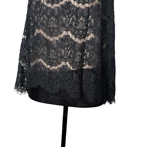 Fire Los Angeles Womens Black Lace Mesh Top Size L Mock‎ Neck Romantic Gothic Dark Feminine - Image 4