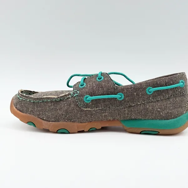 Twisted X EcoTWX Driving Moc WDM0085 Gray Teal Canvas Boat‎ Shoes Womens 7M - Image 10