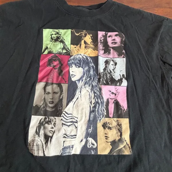 Taylor Swift The Eras Tour Black‎ Graphic T-Shirt Concert Merch Small US Dates - Image 3