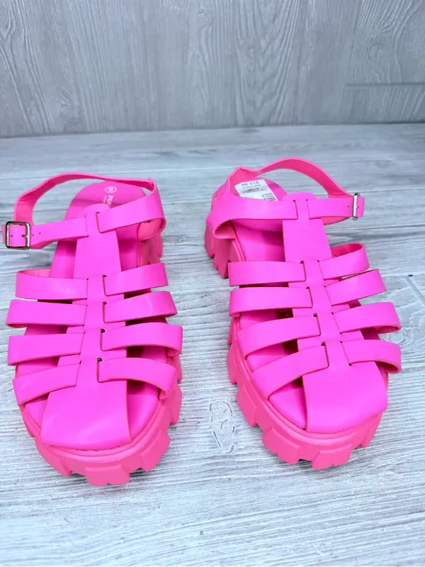 Nwt Portland Boot Company Pink Fisherman Platform Sandals shoes size 9 - Image 4