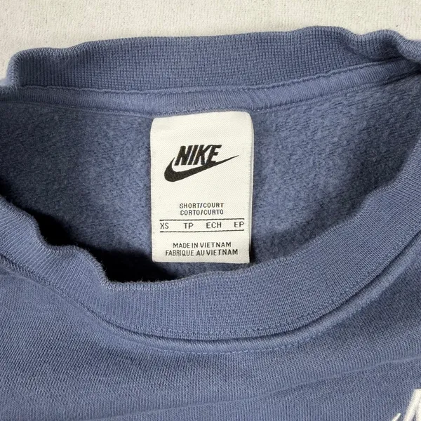 Nike Sportswear Club Fleece Crewneck Sweatshirt XS Blue White Logo Pullover - Image 4