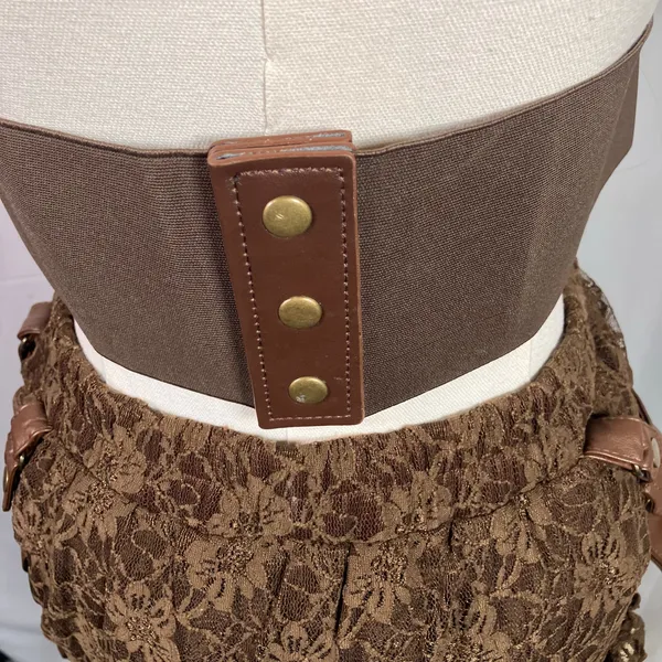 Spirit Halloween Steampunk Costume Skirt Vest Mask Adult M/L Brown‎ Gothic Gears - Image 7