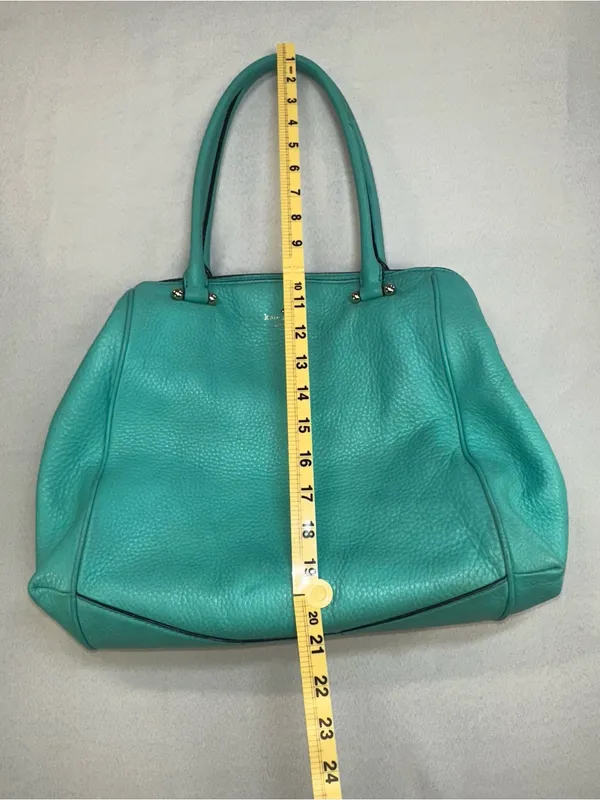 KATE SPADE Turquoise Satchel Purse Handbag Striped Interior Roomy - Image 12