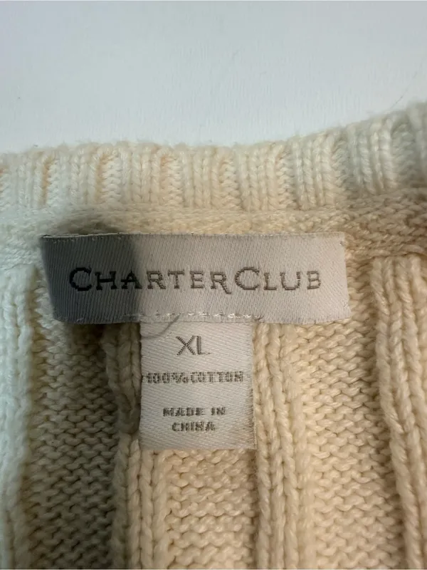 Charter Club Cream Cable-Knit Crewneck Sweater - Image 6