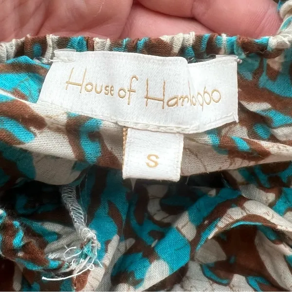 House of Harlow‎ Open Back Turquoise & Brown Batik Maxi Dress Sz S sundress - Image 6