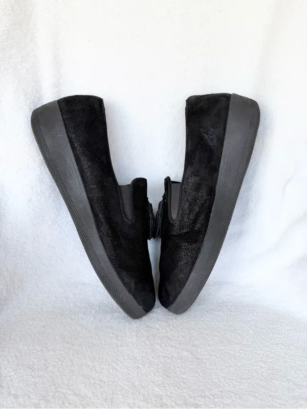 FitFlop Superskate Tassel Loafers Size size 10 Black Slip On Comfort Suede - Image 5