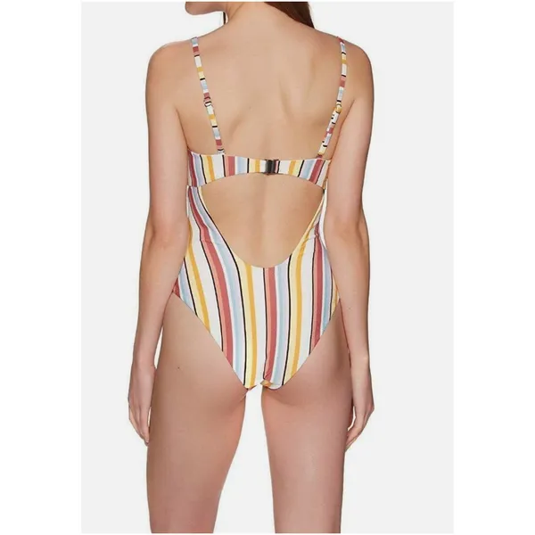 NWT Minkpink Swim Paradise One Piece Multicolor Stripes Swimsuit sz. M - Image 4