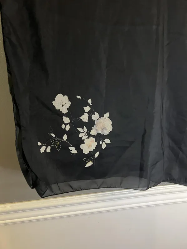 Mariella Burani Parfums Scarf Womens Black Sheer Lightweight Floral Wrap Shawl - Image 4