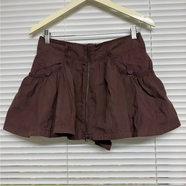 By Anthropologie Mocha Brown Micro Mini Skirt Skort Shorts Festival Western‎ - Image 3