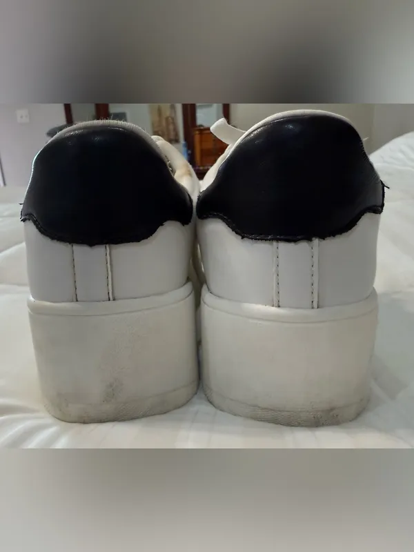 Steve Madden White Faux Leather Platform Sneakers - Image 3