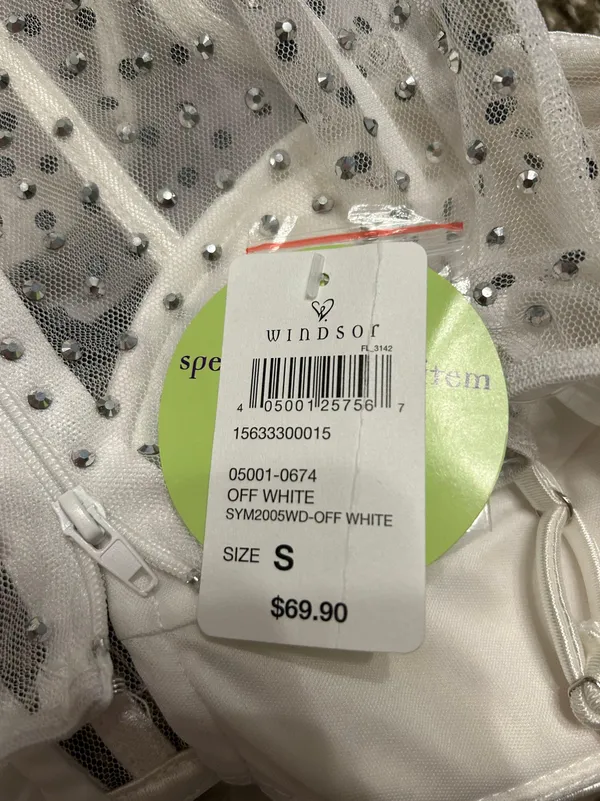 NWT  White Satin Mini Dress, S - Image 4
