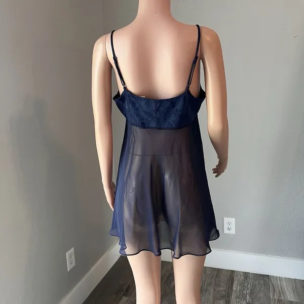 Victoria’s Secret Navy Rose Pattern Satin MEDIUM Lingerie Adjustable Straps #15 - Image 7
