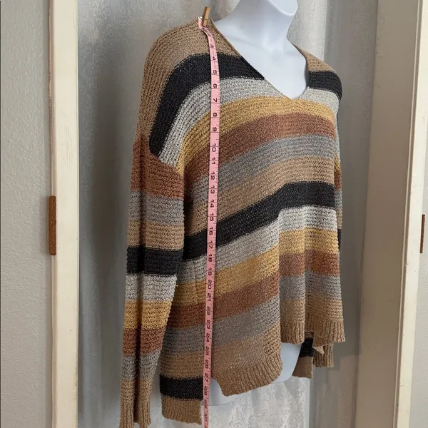 KNOX ROSE Striped V-Neck Women's SweaterSz: XL - Image 3