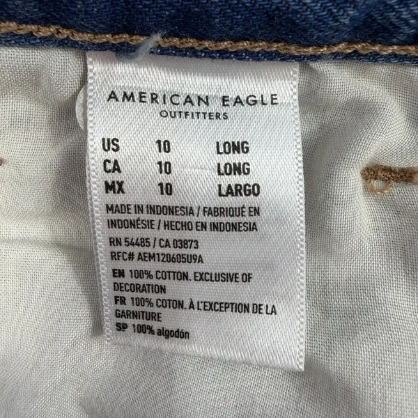 American Eagle 10 Long 10T Highest Rise Mom‎ Jeans Ripped Knee Distressed Blue - Image 7
