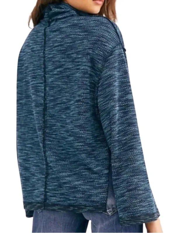 Like New Free People We The Free Sunny Days Turtleneck Top Blue Generous Small - Image 2