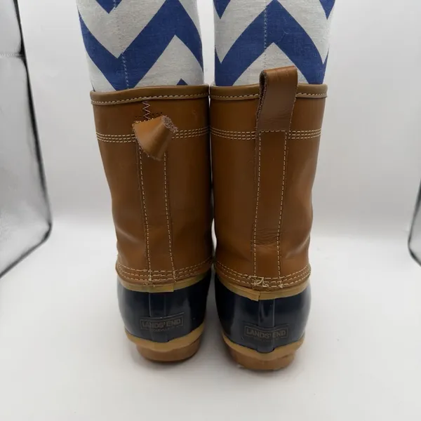 Land's End Women's Sz 8 Leather and Blue Rubber Duck Boots 502426‎ - Image 4