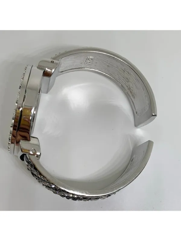 Waltham SilverTone cuff bracelet watch 38mm rhinestones quartz 7” running - Image 8