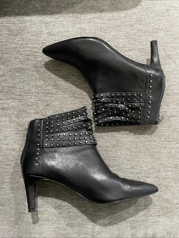 Ash Dangerous Studded Leather Ankle Booties Size 39 - Image 10