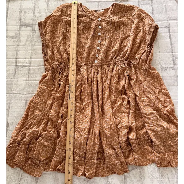 Free People One Fine Day Floral Print Mini Dress Milk Chocolate Combo Sz XS - Image 8