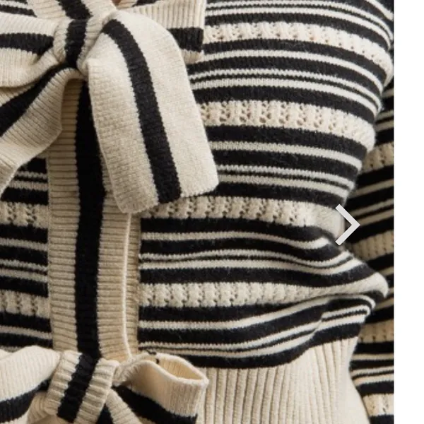 SO Me Ribbon Button Crop Cardigan Black - Image 7