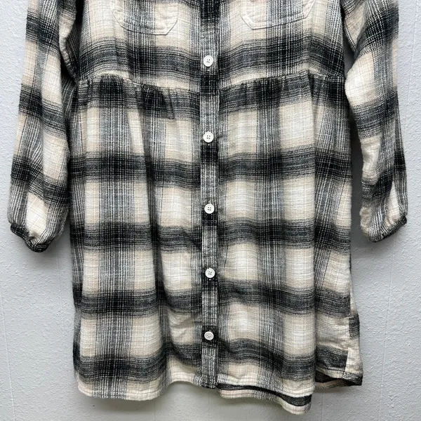 American Eagle Plaid Flannel Long Sleeve Shirt Dress Womens Large Y2K Grunge - Image 5