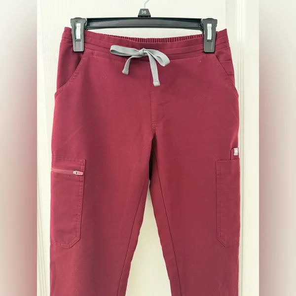 Figs Yola Skinny Burgundy Scrub Pants for Women (Size XXS/P) - Image 6