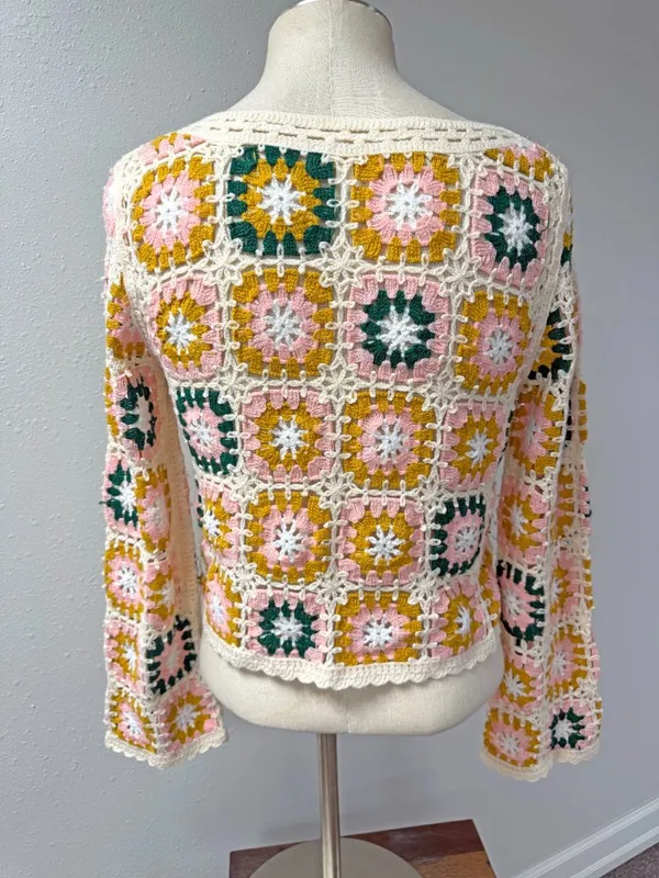 Rebellion Granny Square Crochet Sweater - Image 4