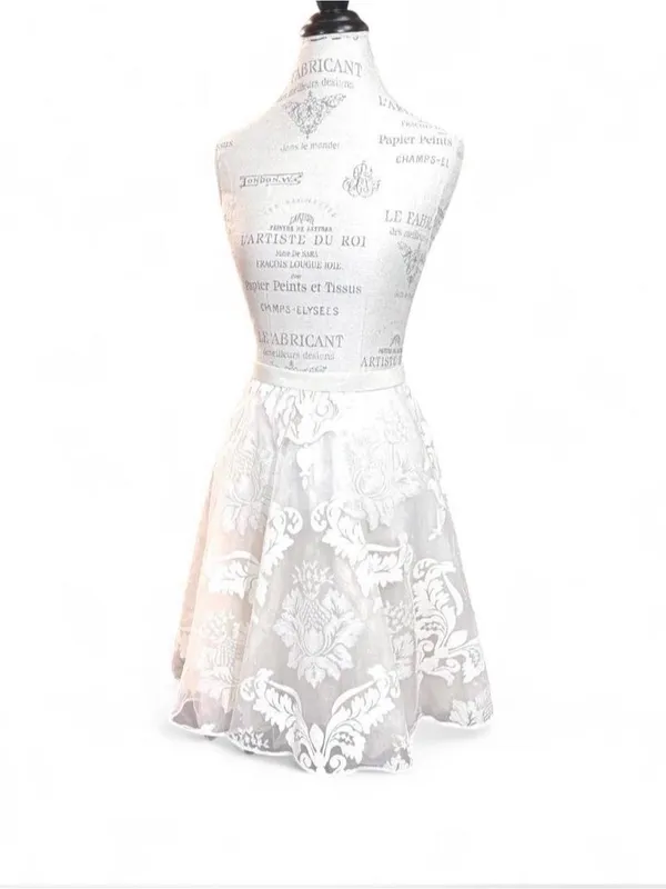 BARASCHI Ivory Three Layered Midi Skirt with Sheer Floral Lace Pattern Sz 2 - Image 2