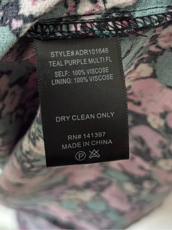 ASTR the Label Teal Purple Floral Puff Sleeve Midi Dress Ruched Slit Prairie - Image 13