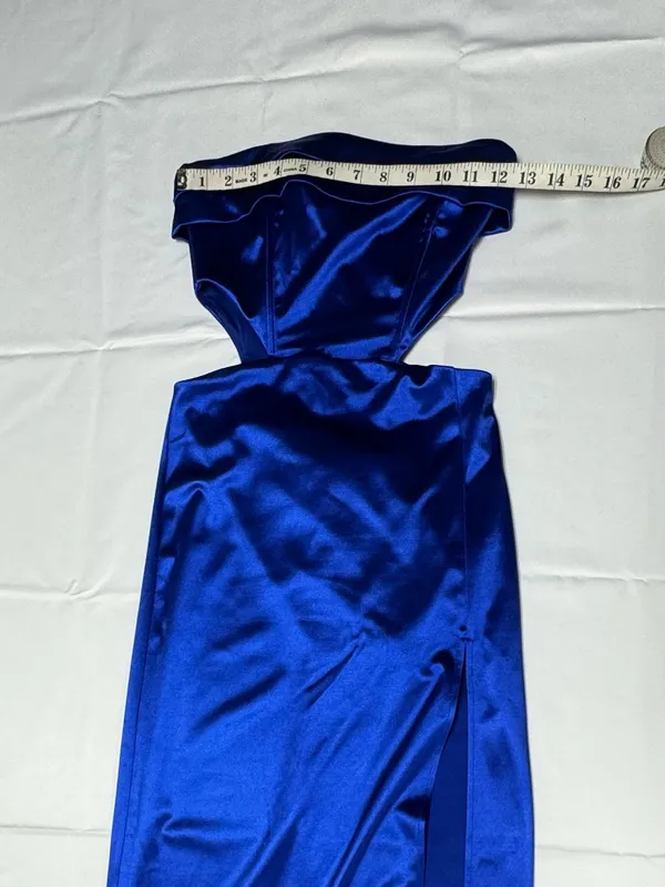 Lucy‎ in the Sky Satin Cutout Corset Maxi in Blue - Size S - NEW Without Tag. - Image 7