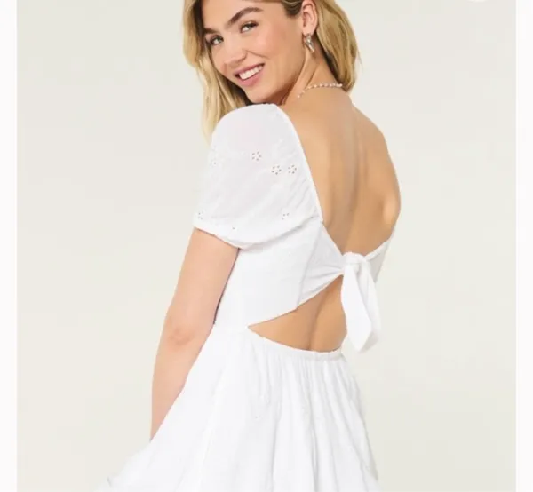 Hollister White Dress Tie Back - Image 2